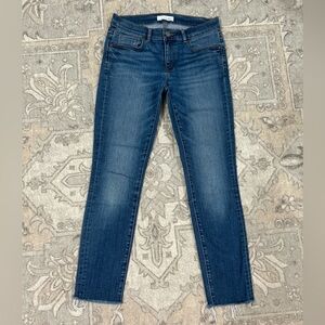 Loft Modern Skinny Jeans Medium & Dark Wash Ankle Length Raw Hem Size 26/2
